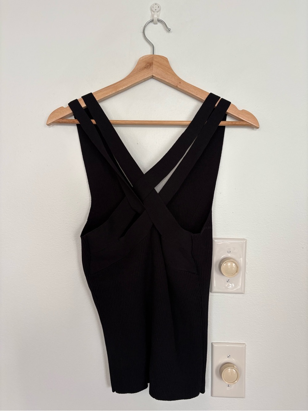 Ramy Brook || Mackenzie Strappy Back Ribbed Knit Tank Black Small - Picture 4 of 9